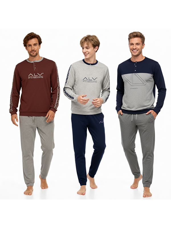 Bonbon Erkek Pamuklu 3 Adet 2'Li Pijama Takımı Bb2237