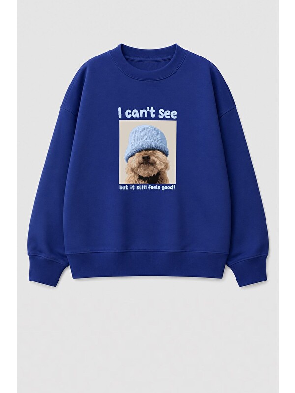 Monila Unisex Çocuk 3 İplik Kumaş Köpek Baskılı Pamuklu Sweatshirt