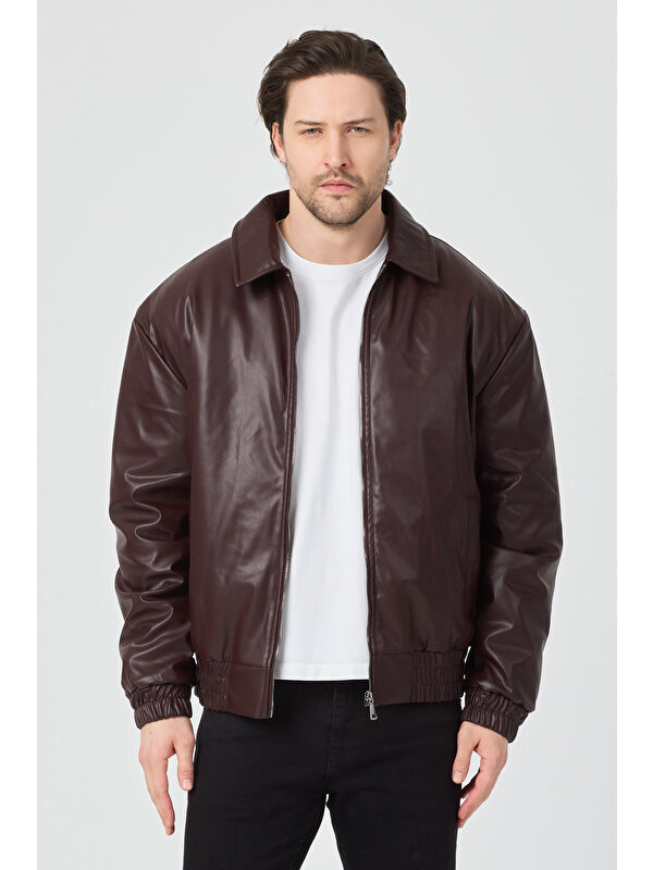 Danger Erkek Limited Edition Deri Mont Ceket Bordo