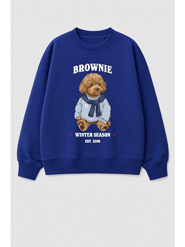 Monila Erkek Çocuk 3 İplik Kumaş Ayıcık Baskılı Pamuklu Sweatshirt