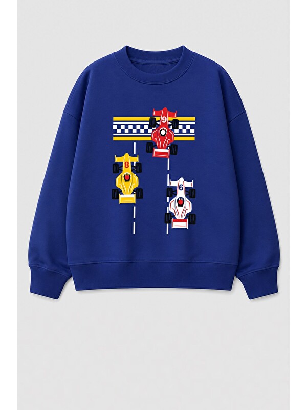 Monila Erkek Çocuk 3 İplik Kumaş Araba Baskılı Pamuklu Sweatshirt