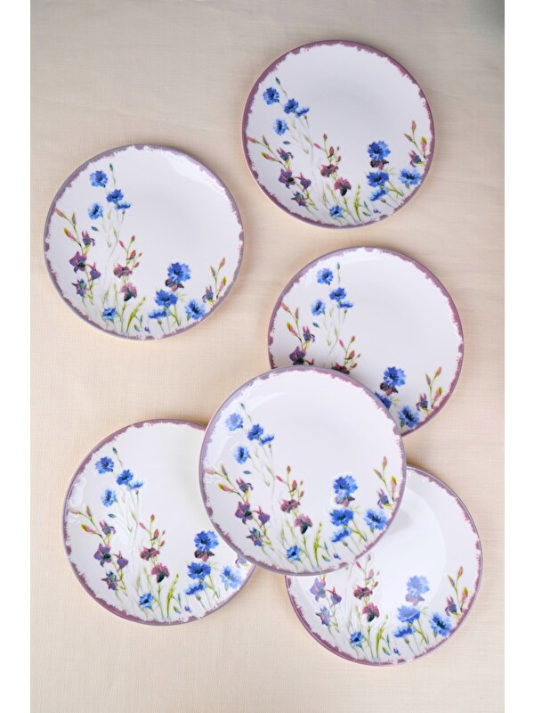 TABAK EVİ Porselen Morden Pasta Tabağı Seti 19,50cm 6 Kişilik 6 Parça