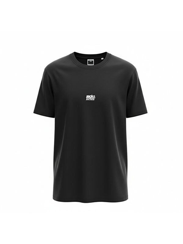 Jack & Jones Breeze Front Print Crew Neck Erkek Siyah Tişört