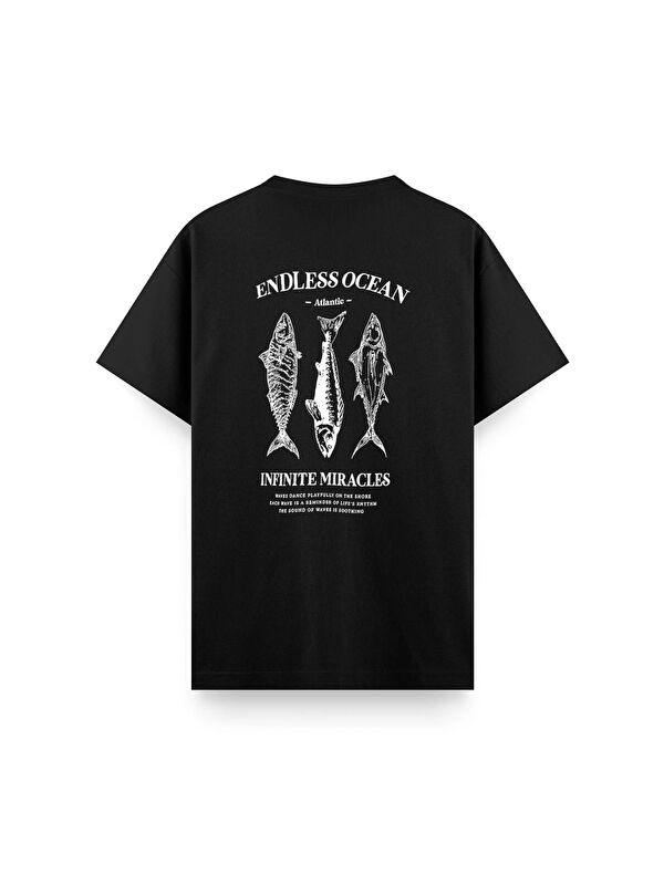 Oksit Endless Ocean Sırt Baskılı Bisiklet Yaka Erkek Tişört