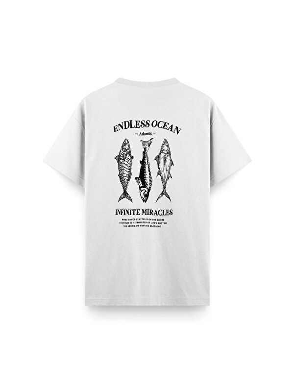 Oksit Endless Ocean Sırt Baskılı Bisiklet Yaka Erkek Tişört