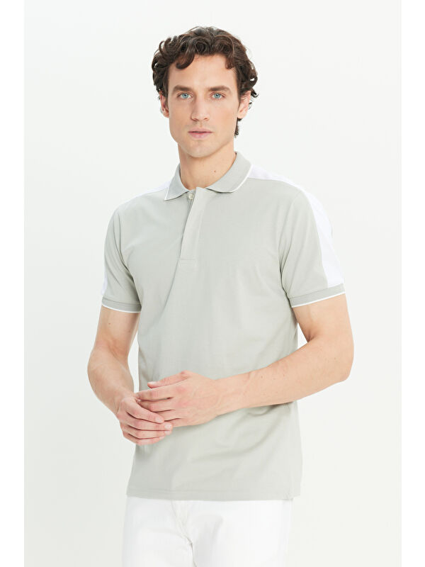 Altınyıldız Classics Erkek Gri %100 Pamuk Slim Fit Dar Kesim Polo Yaka Tişört