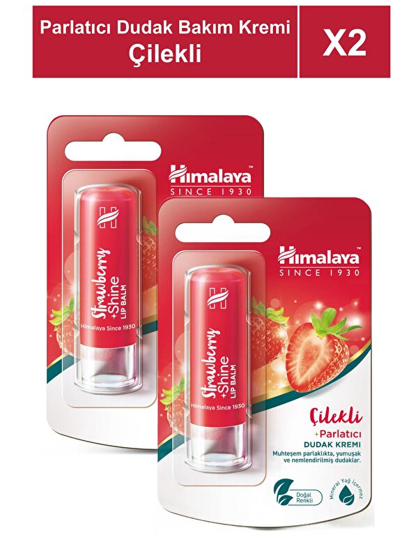Himalaya Since 1930 Parlatıcı Dudak Bakım Kremi 4,5 gr 2 Adet | Çilek | Silikon, Petrol İçermez