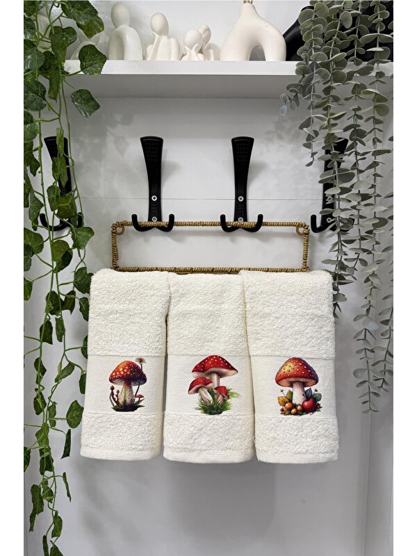 Çeyiz Diyarı Mantar Baskılı 3lü Mutfak Havlu Takımı 30x50 Cm