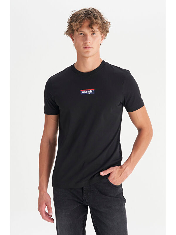 Wrangler %100 Pamuk Regular Fit Normal Kesim Siyah Minimal Logo Tişört