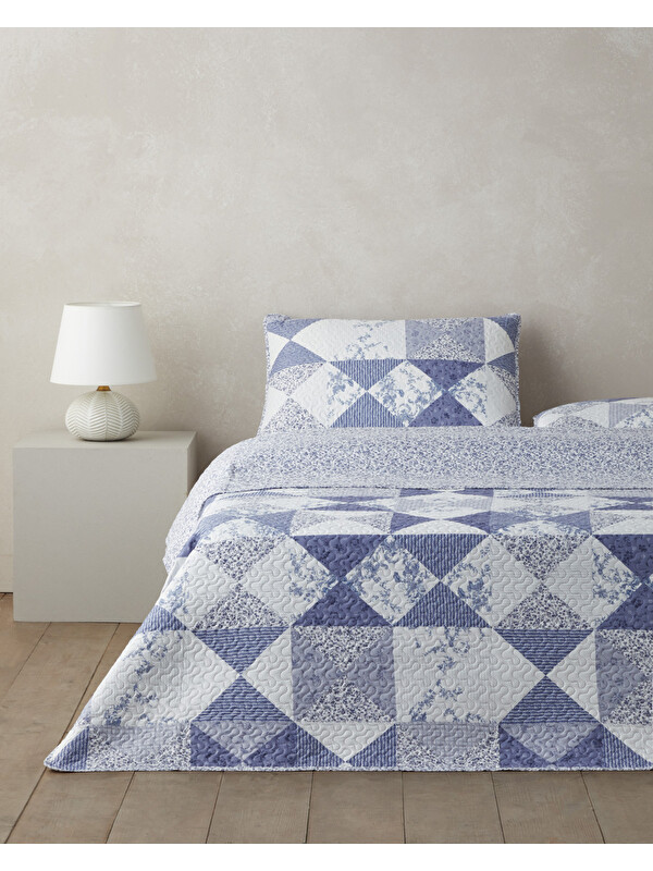 English Home Mosa Blu Çift Kişilik Yatak Örtüsü Takımı 200x220 cm Lacivert