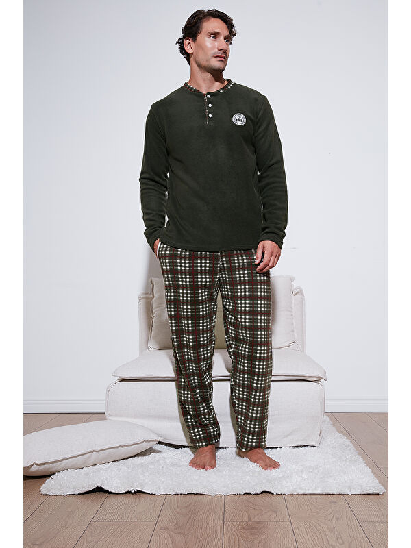 Buratti Regular Fit Bisiklet Yaka Kışlık Yumuşak Dokulu Polar Erkek Pijama Takımı 6096100