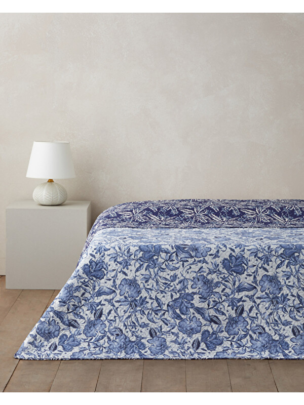 English Home Camille Ray Çift Kişilik Çok Amaçlı Örtü 200x220 cm Lacivert
