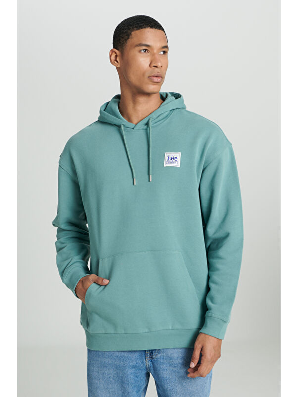 Lee Loose Fit Rahat Kesim %100 Pamuk Kapüşonlu Şardonlu Mint Yeşili Sweatshirt
