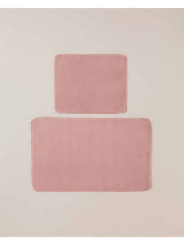 English Home Basicline Kaydırmaz Taban Banyo Paspası Seti 60x100 cm + 50x60 cm Gül Kurusu