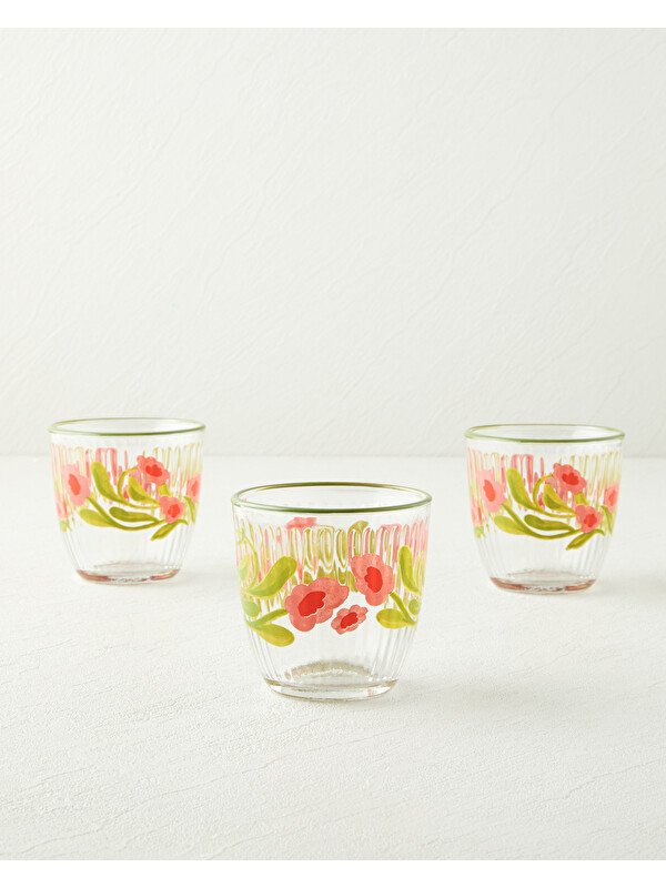 English Home Bright Petals Cam 3'lü Bardak 290 ml Renkli