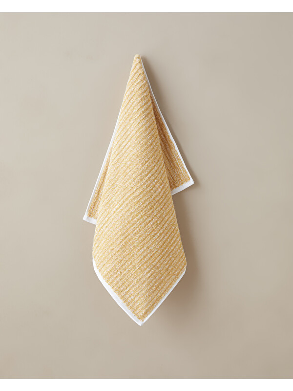 English Home Melange Stripe Pamuk Yüz Havlusu 50x80 cm Sarı