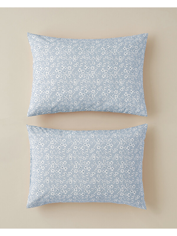 English Home Dulcie Kolay Ütülenir 2'li Yastık Kılıfı 50x70 cm Mavi