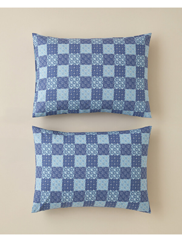 English Home Azule Kolay Ütülenir 2'li Yastık Kılıfı 50x70 cm Mavi