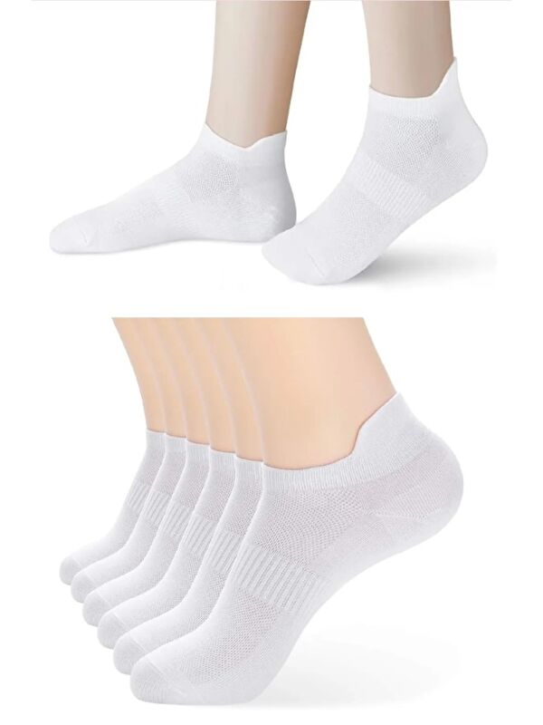 Ozzy Socks 6 Çi̇ft Logosuz Arkasi Çekmeli̇ Pamuklu Teni̇s Pati̇k Uni̇sex Çorap