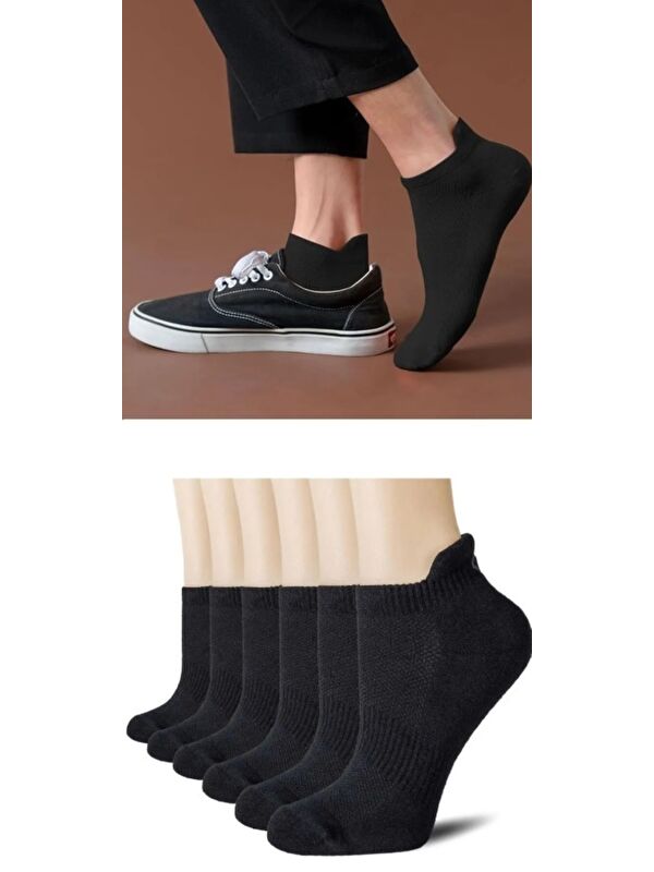 Ozzy Socks 6 Çi̇ft Logosuz Arkasi Çekmeli̇ Pamuklu Teni̇s Pati̇k Uni̇sex Çorap