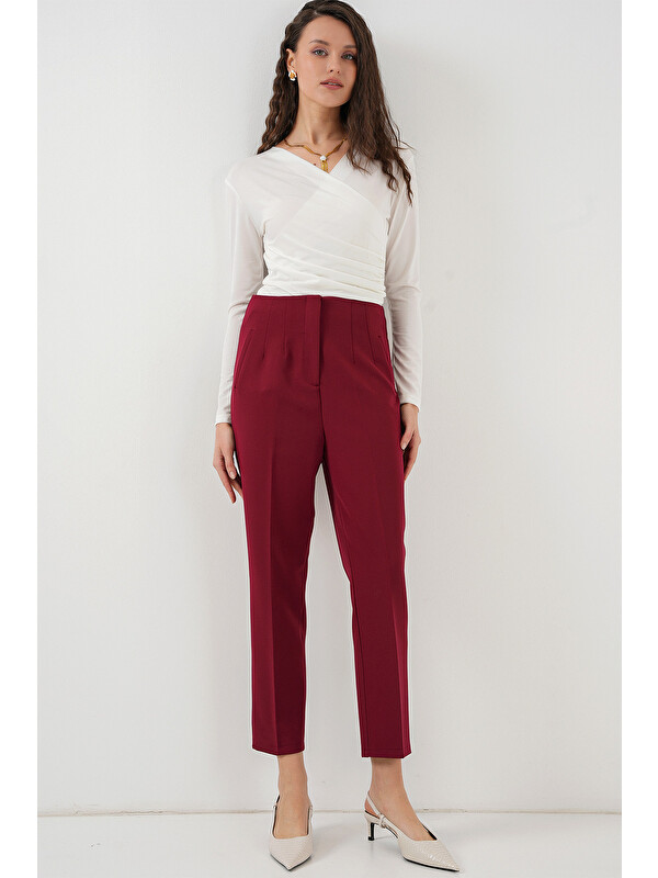 Bigdart 6650 Yüksek Bel Kumaş Pantolon - Bordo