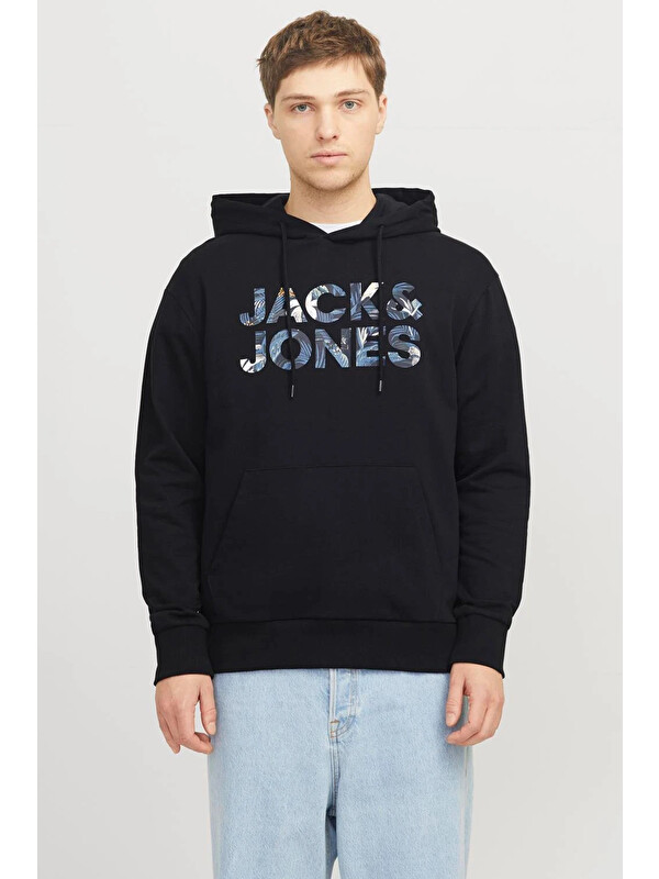 Jack & Jones Essentials Jjebryan Logolu %100 Pamuk Relaxed Fit Kapüşonlu Sweat 12268128