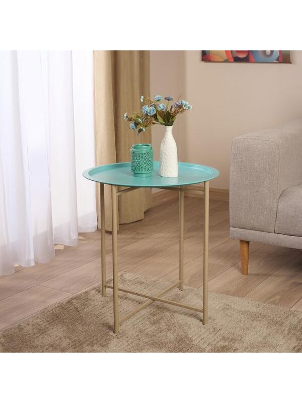 Just Home Modern Katlanır Tepsi Sehpa - Su Yeşili