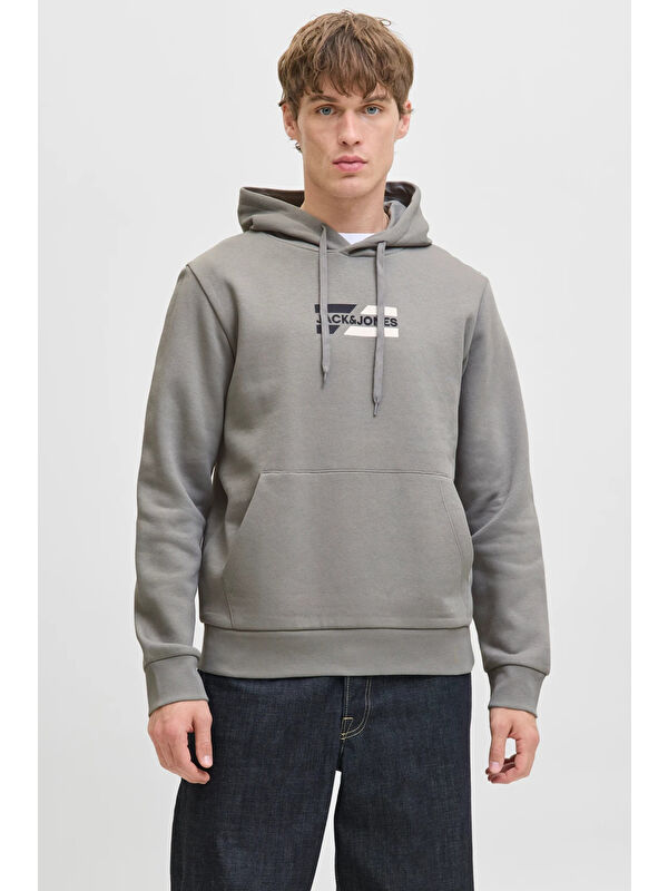Jack & Jones Jjcorp Pamuklu Logolu Regular Fit Kapüşonlu Sweat 12268422