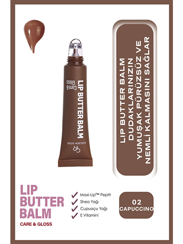 GOLDEN ROSE Lip Butter Balm No: 02 Cappuccino - Nemlendirici ve Parlatıcı Dudak Balmı