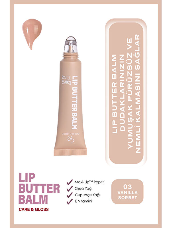 GOLDEN ROSE Lip Butter Balm No: 03 Vanilla Sorbet - Nemlendirici ve Parlatıcı Dudak Balmı
