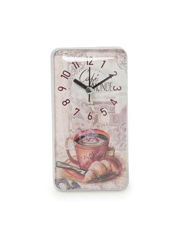 Galaxy Kahve Fincanlı Dikdörtgen Saat - Renkli - 17x9 cm