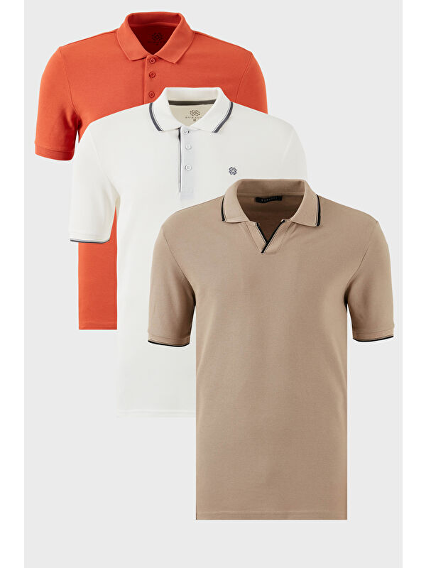 Buratti Pamuklu Regular Fit 3'lü Paket Polo Yaka Tişört 59029641827S3