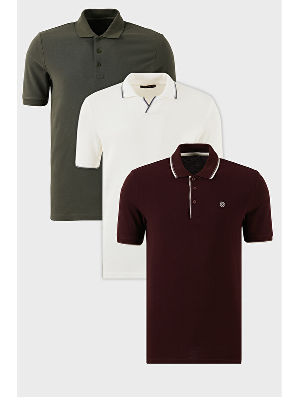 Buratti Pamuklu Regular Fit 3'lü Paket Polo Yaka Tişört 59029641827S3