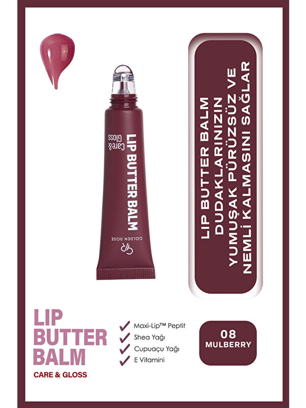 GOLDEN ROSE Lip Butter Balm No: 08 Mulberry - Nemlendirici ve Parlatıcı Dudak Balmı