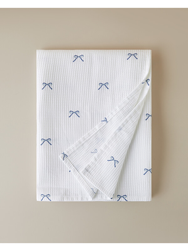 English Home Romance Ribbon Çift Kişilik Pike 200x220 cm Mavi