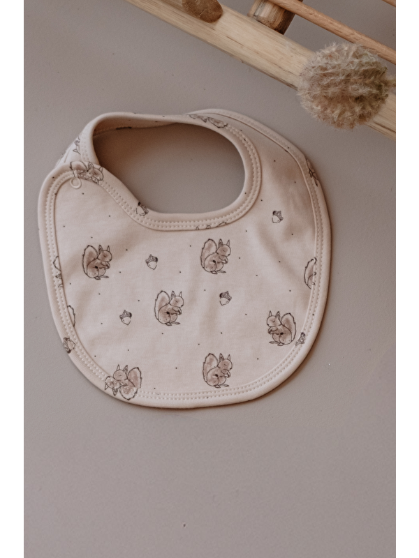 Oh La La Koala For Little Ones Bej Sincap Baskılı Çıt Çıtlı Bebek Önlük