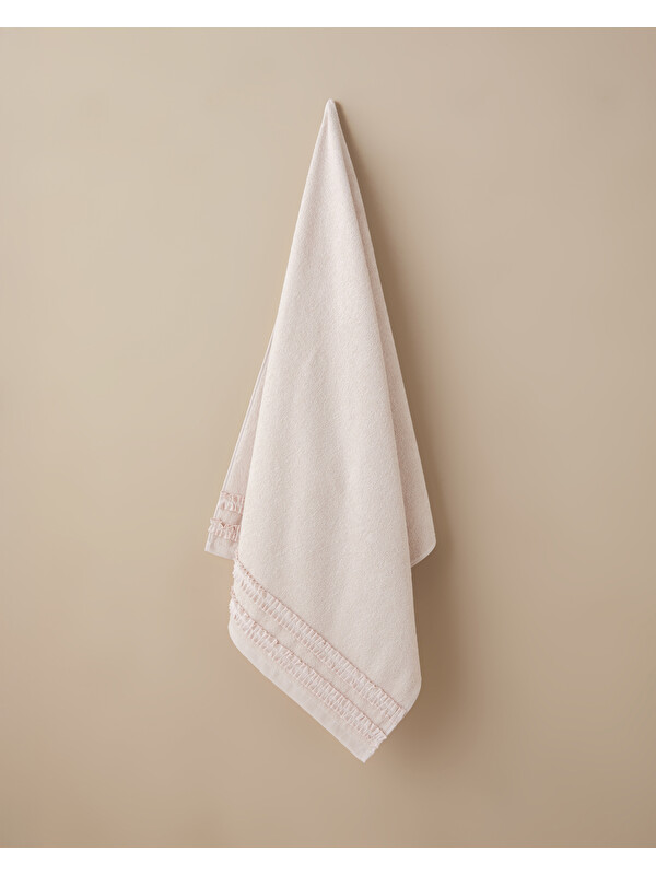 English Home Soft Ruffle Pamuk Banyo Havlusu 70x140 cm Pudra