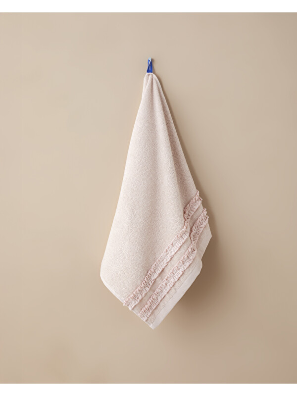 English Home Soft Ruffle Pamuk Yüz Havlusu 50x80 cm Pudra