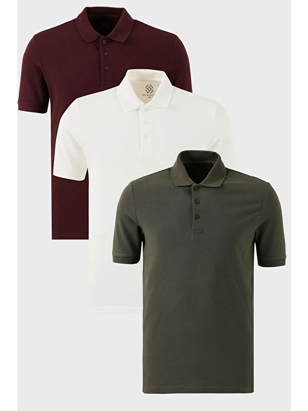 Buratti Pamuklu Regular Fit Düğmeli Polo Yaka 3'lü Paket Tişört 5902127S3