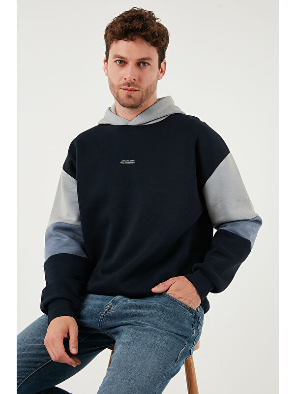 Buratti Pamuklu Regular Fit Kapüşonlu İçi Tüylü Yumuşak Şardonlu Erkek Sweat 5905299