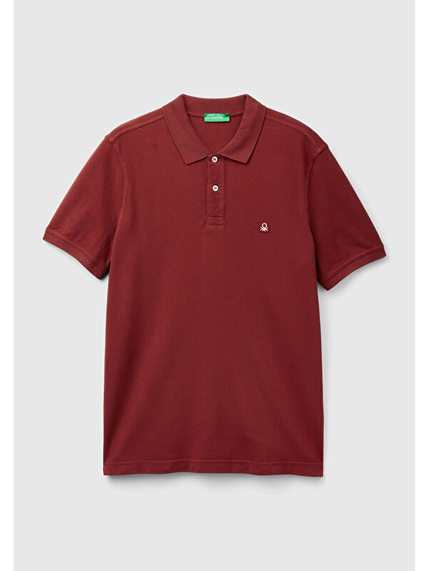 United Colors Of Benetton Erkek Bordo Regular Fit Kısa Kollu Polo Tişört
