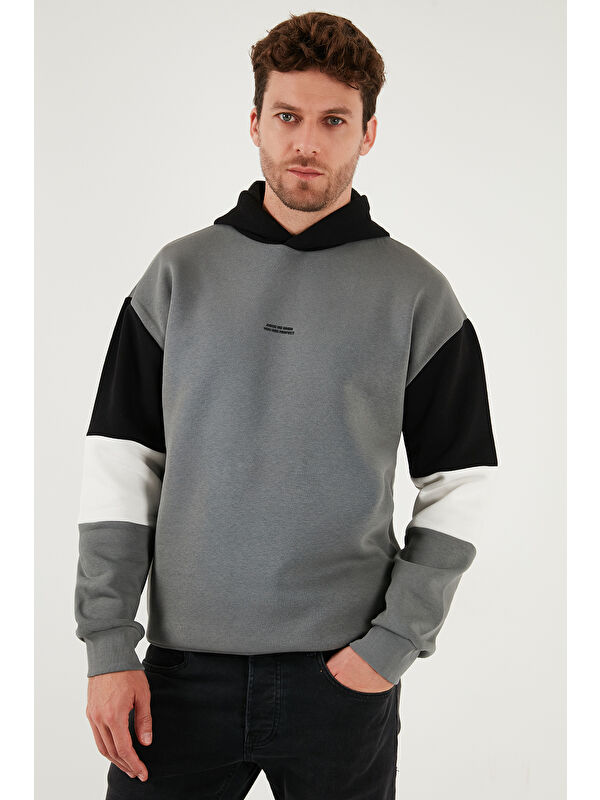Buratti Pamuklu Regular Fit Kapüşonlu İçi Tüylü Yumuşak Şardonlu Erkek Sweat 5905299