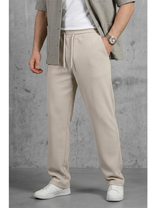 Oksit Hel 9030 Beli Lastikli ve Bağcıklı Elastanlı Esnek Örme Jogger Pantolon