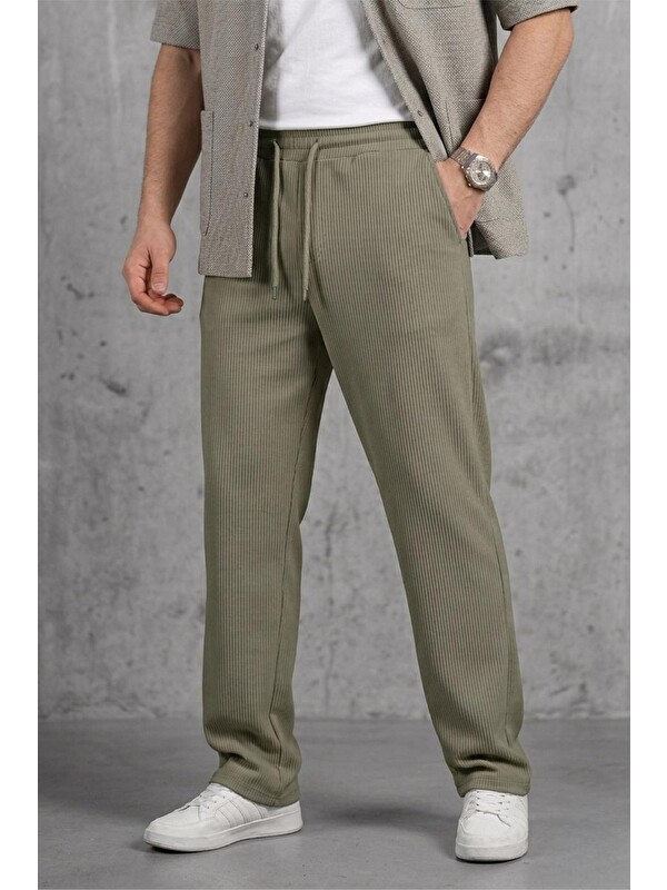 Oksit Hel 9030 Beli Lastikli ve Bağcıklı Elastanlı Esnek Örme Jogger Pantolon