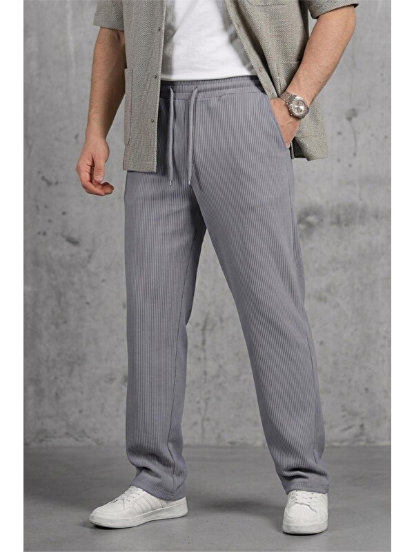 Oksit Hel 9030 Beli Lastikli ve Bağcıklı Elastanlı Esnek Örme Jogger Pantolon