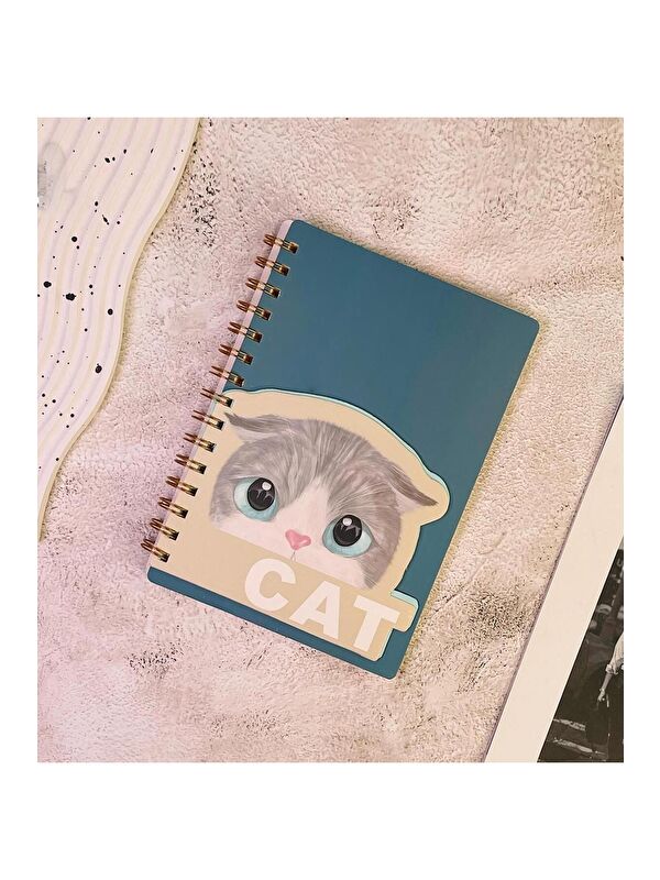 Bam Hediyelik Eşya Sevimli Kedi Kapaklı Spiral Defter