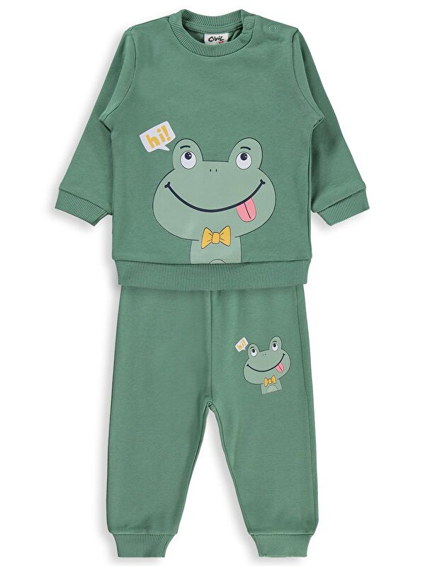 Civil Baby Erkek Bebek Kurbağa Baskılı 6-18 Ay Takım - Haki