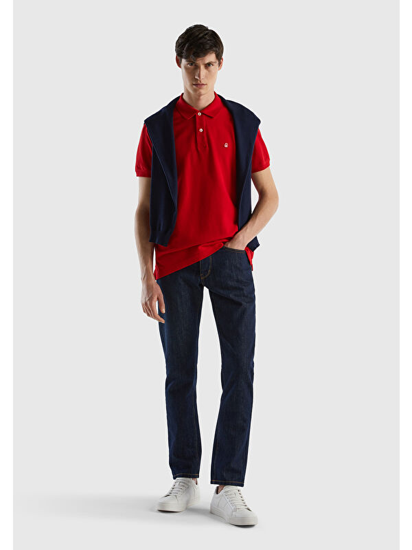 United Colors Of Benetton Erkek Kırmızı Regular Fit Kısa Kollu Polo Tişört