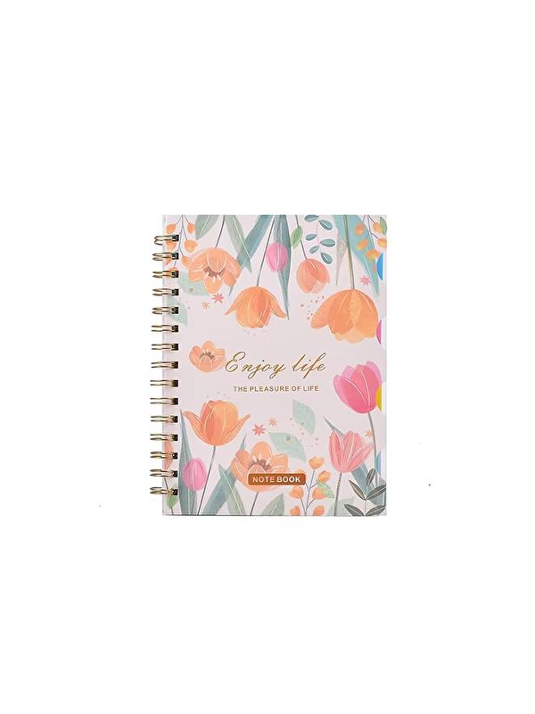 Bam Hediyelik Eşya Renkli Çiçek Desenli Bölmeli Spiral Defter