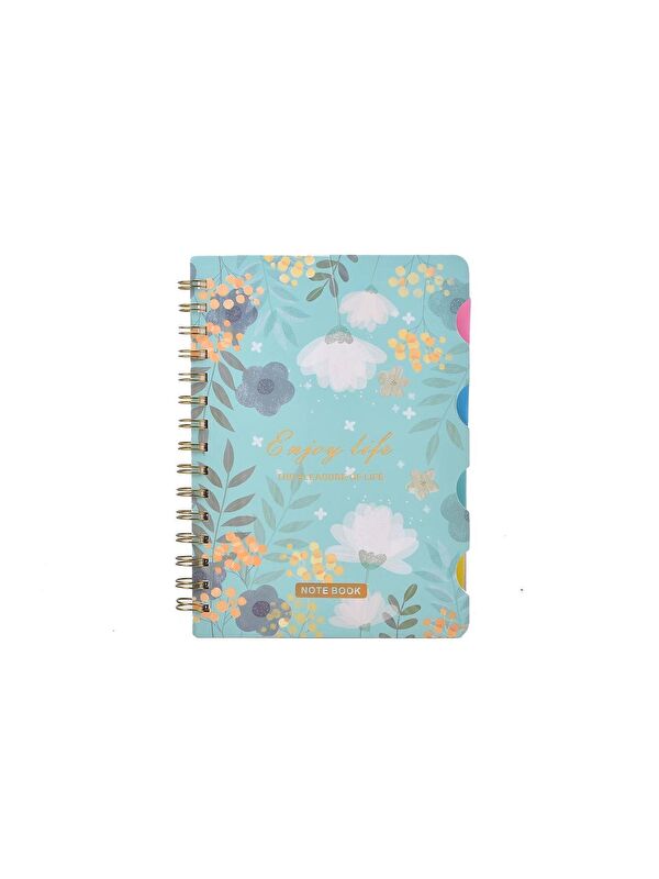 Bam Hediyelik Eşya Renkli Çiçek Desenli Bölmeli Spiral Defter